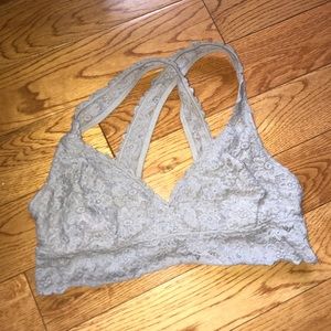 medium light gray lace aerie bralette